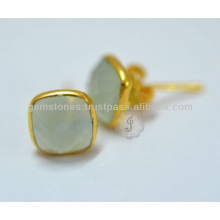Natural Best Quality Gemstone Bezel Stud Earrings Vente en gros Gemstone Stud Earring Jewelry Suppliers